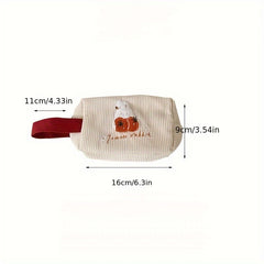 Embroidery Flower Rabbit Cosmetic Bag Stationery Coin Pencil Storage