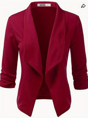  Solid Long Sleeve Open Front Blazer