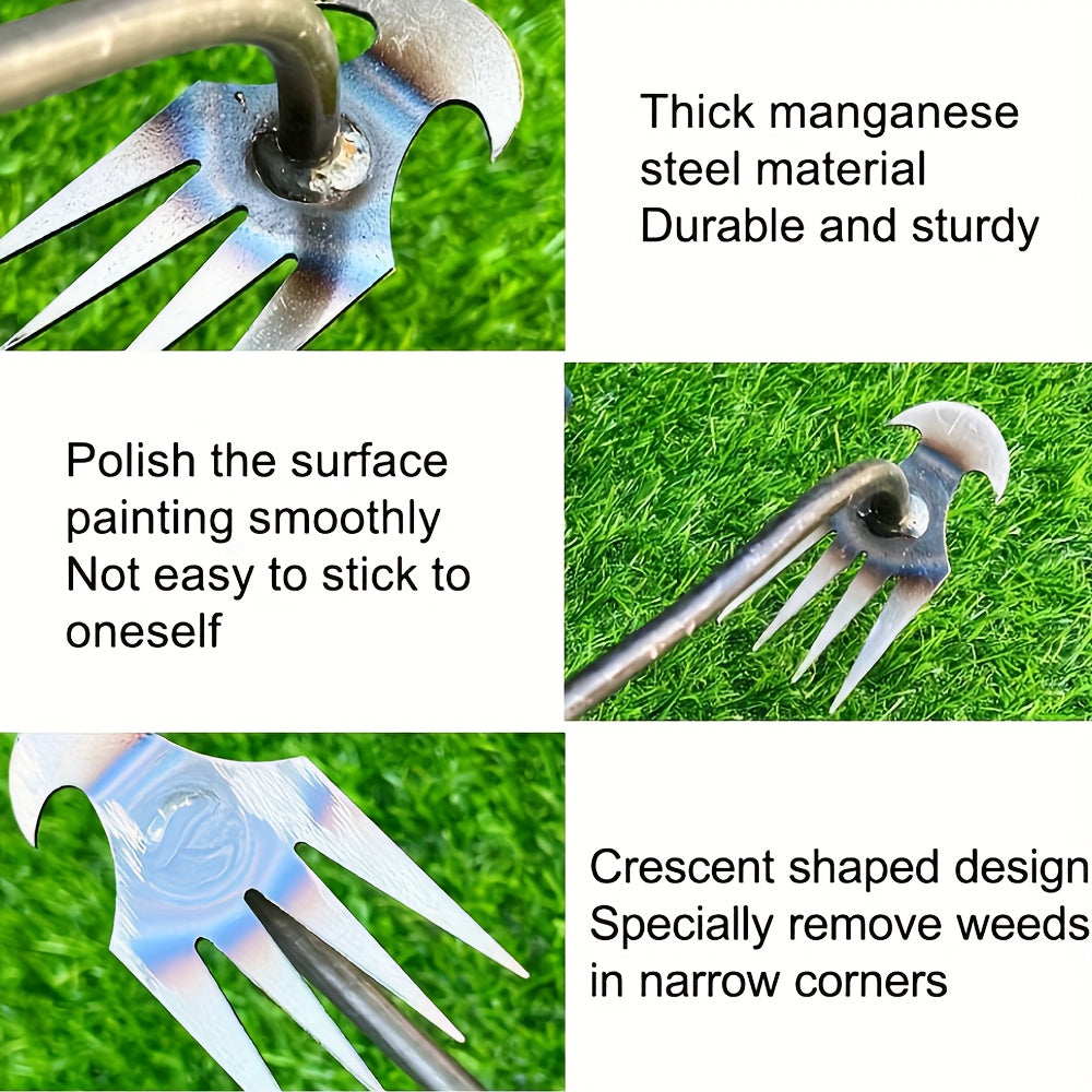 Steel Weeder Hand Tool with 4 Teeth for Yard and Garden