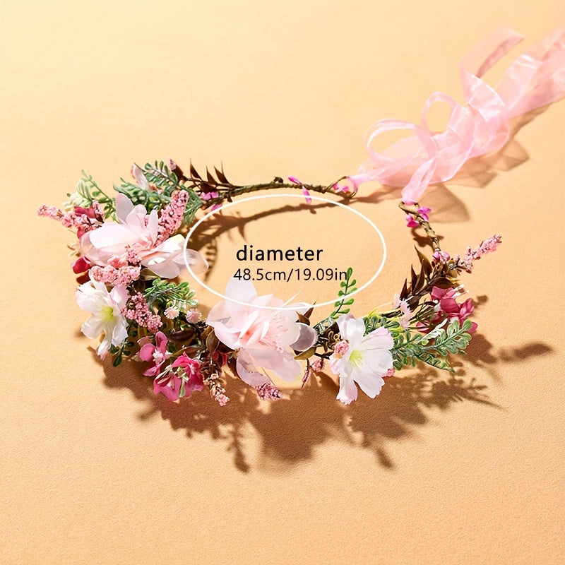Floral Headband for Bridal Photo Shoots Pink