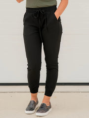  Solid Tie High Waist Joggers