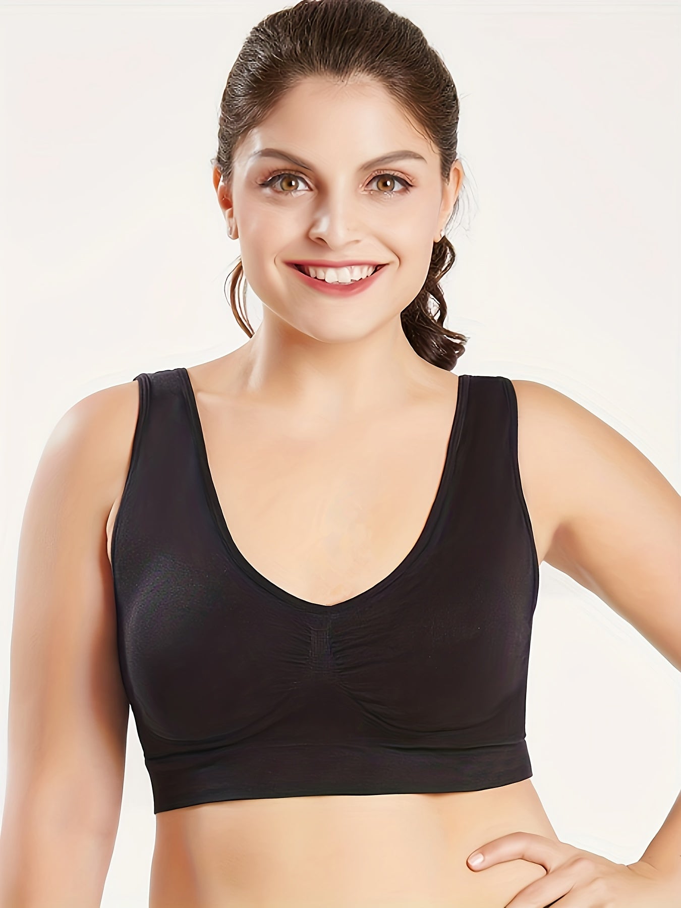3 Pack Plus Size Sports Bras Set Women's Non Padded Yoga Bra Three Piece Set