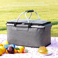 Folding Picnic Basket Oxford Cloth Insulation Basket Multifunctional