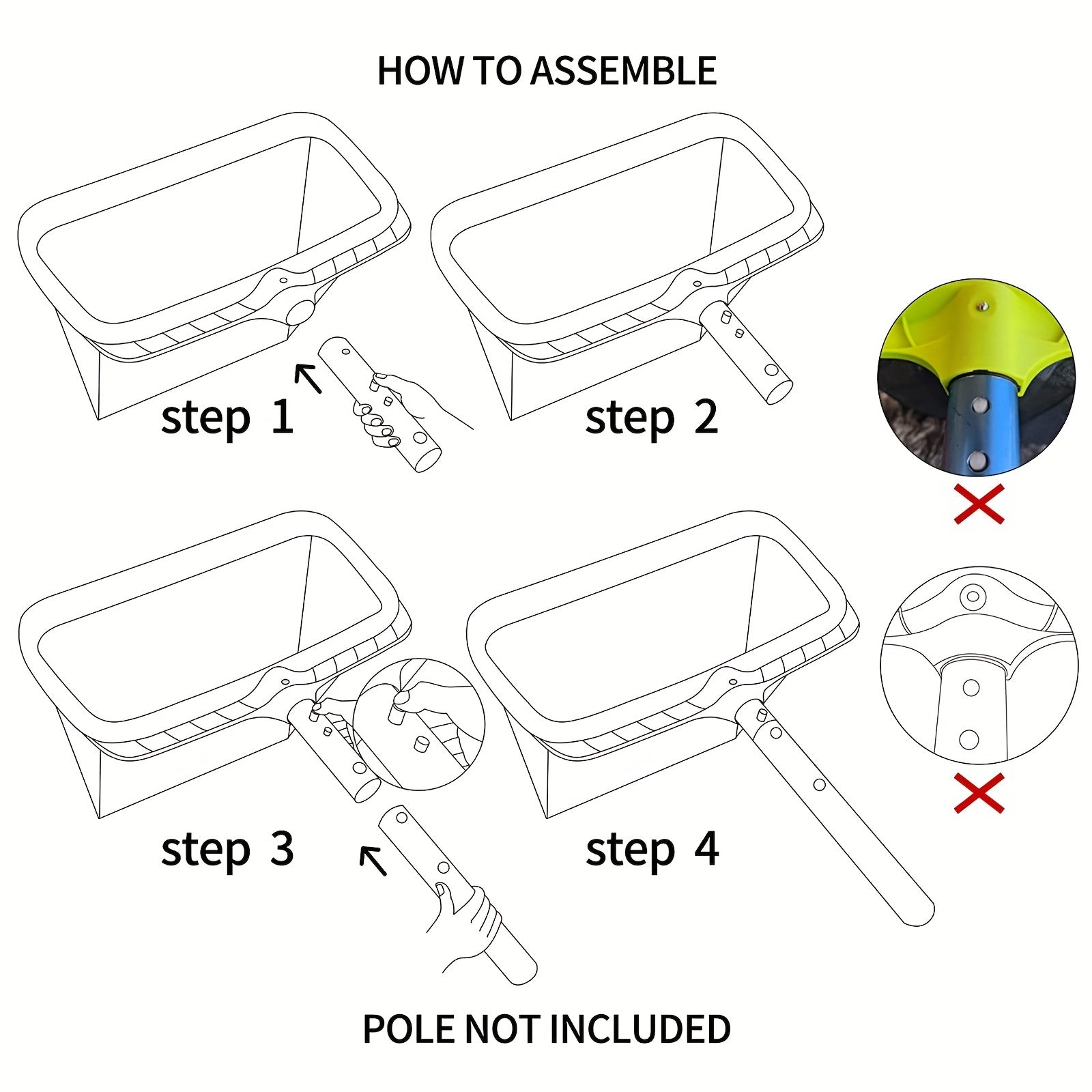 Swimming Pool Leaf Skimmer Net Reinforced Frame Rake Heavy Duty Cleaning Tool