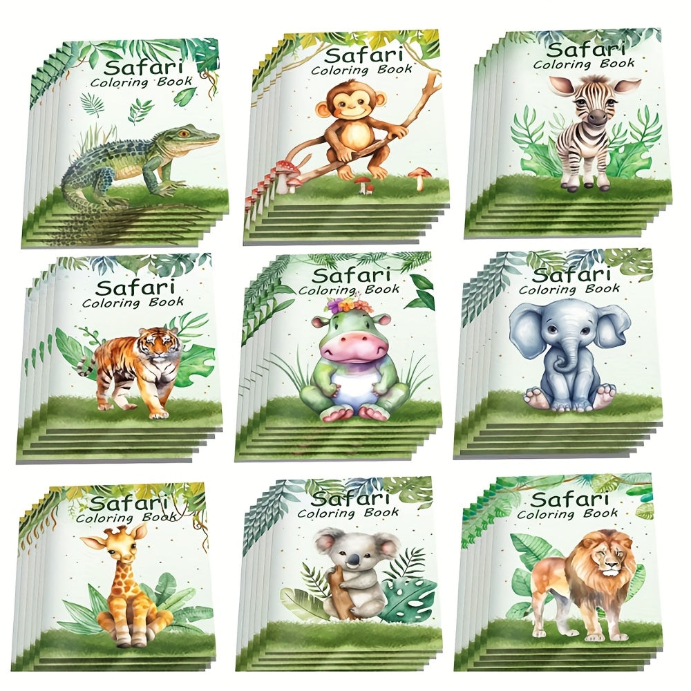 Random Style Jungle Animal Watercolor Coloring Book DIY Birthday Party
