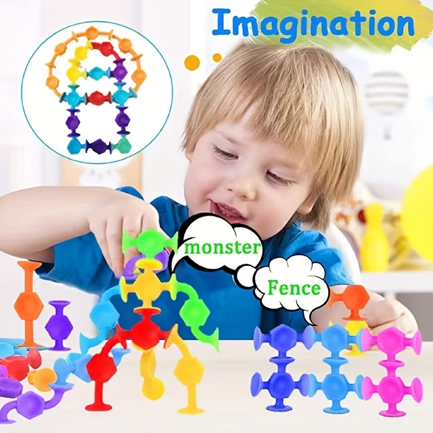 19pcs Suction Cup Bath Toys Fidget Toys Set Travel Toys For Children