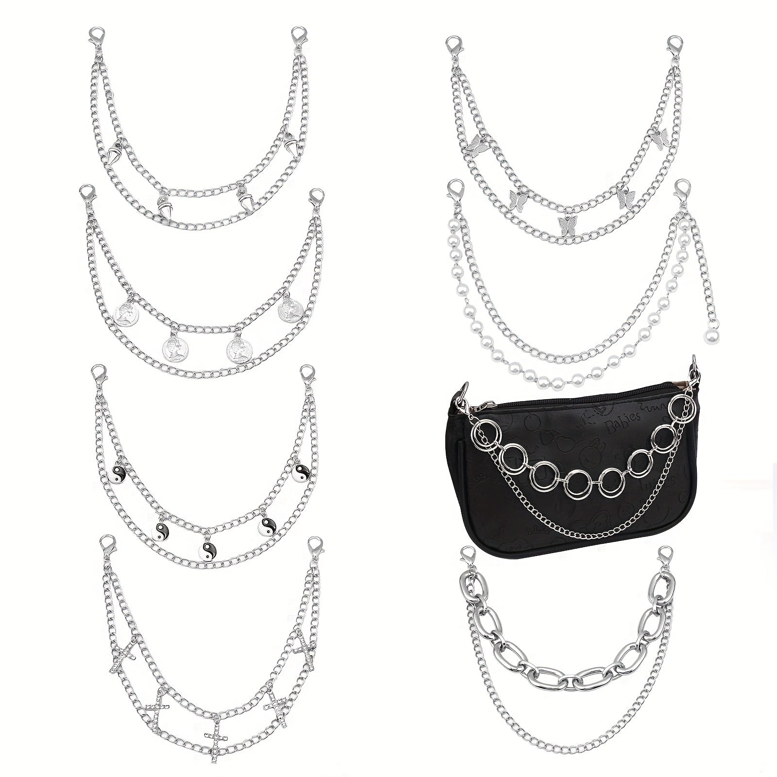 Butterfly Cross Charm Chain Layered Waist Tassel Chain Punk Accessories