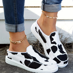 Cow Pattern Mules Sneakers Women's Lightweight Walking Shoes