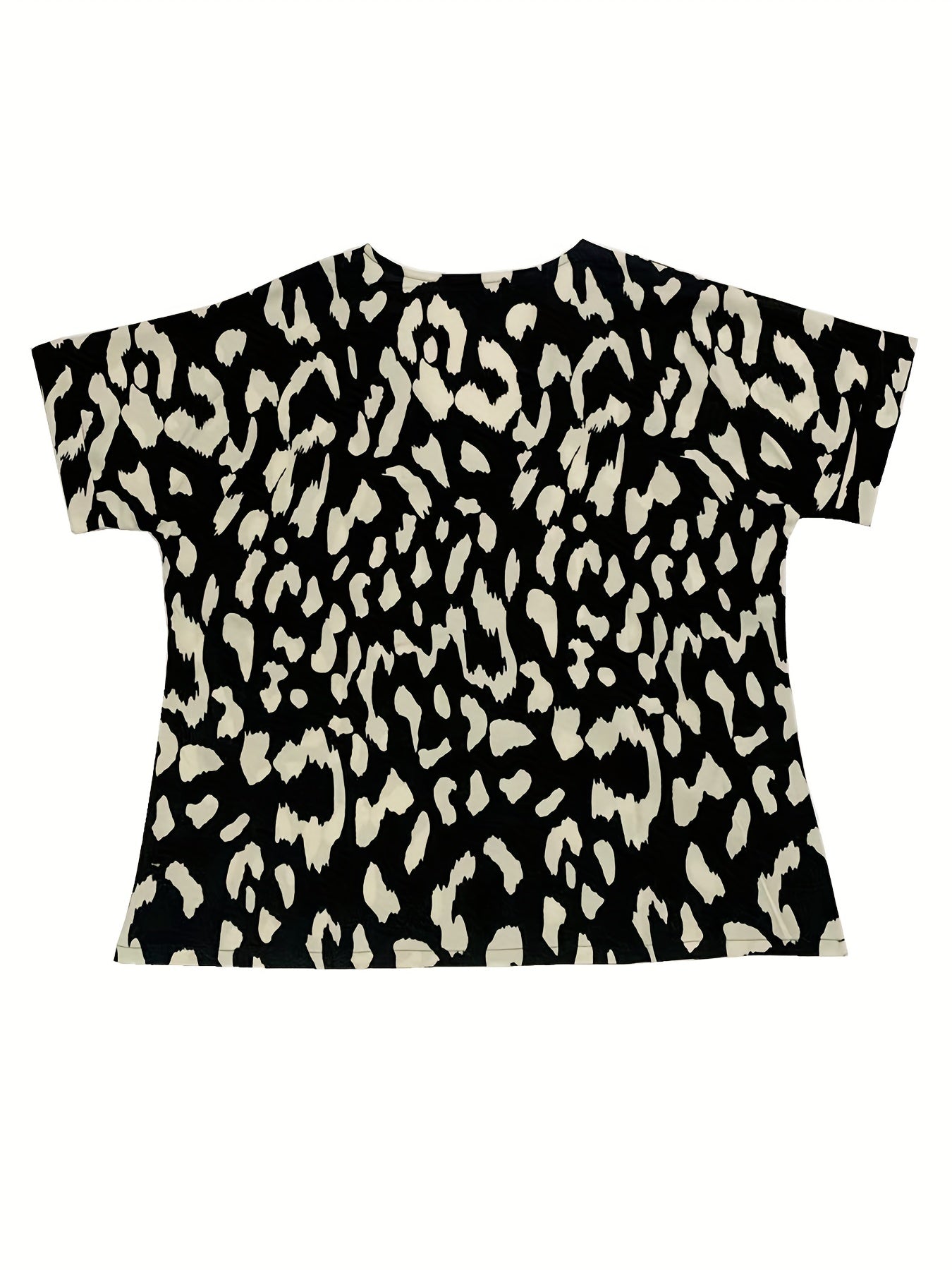  Geometric Print V Neck Short Sleeve Blouse