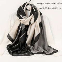 Geometric Block Scarf Gray Breathable Sunscreen Shawl Windproof