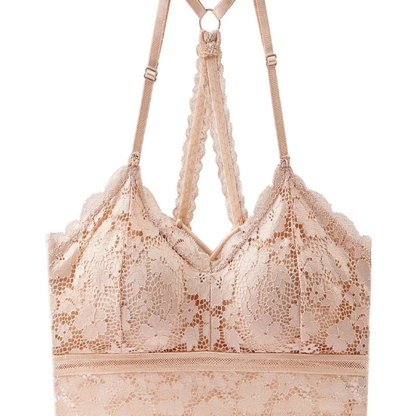 Floral Lace Wireless Push Up Bra Halter Neck Lingerie
