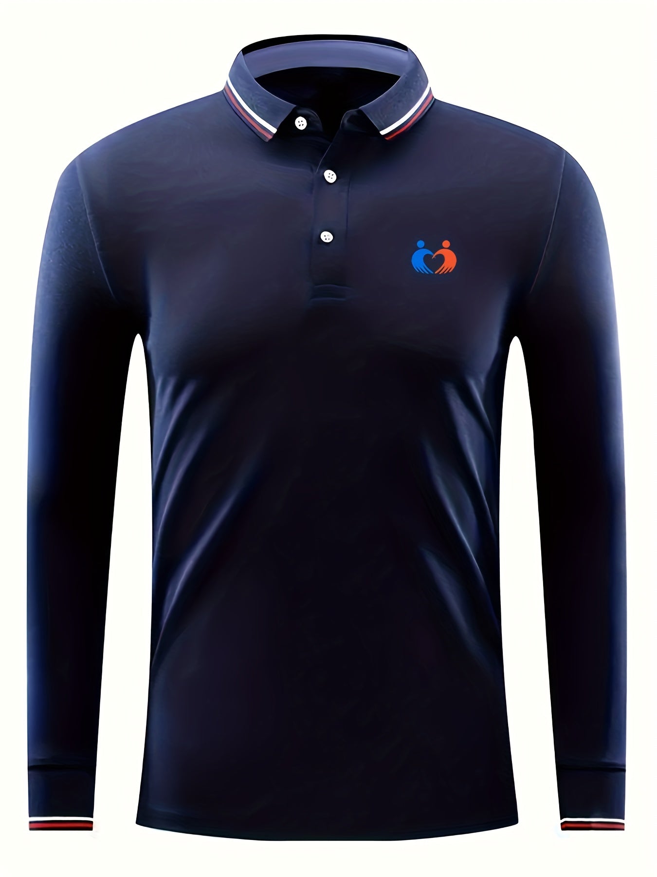 Symbol Print Men's Casual Long Sleeve Polo Shirt