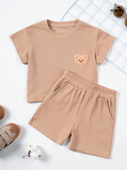 2pcs Baby Boys Bear T-shirt & Shorts Set for Summer