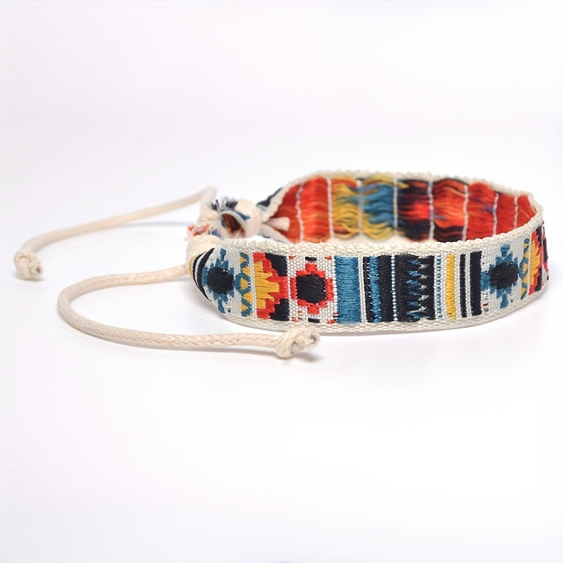 Men's Folk And Linen Bracelet Retro Embroidery Hippie Friendship Wrap Bracelet