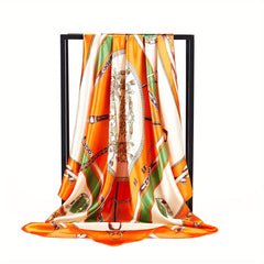 99cm Thin Sunscreen Large Square Scarf Silk Feeling Beach Towel Satin Head Scarf
