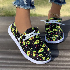 Avocado Cartoon Pattern Skate Shoes for Women