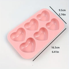 6 Cavities 3D Love Heart Silicone Cake Mold for Desserts