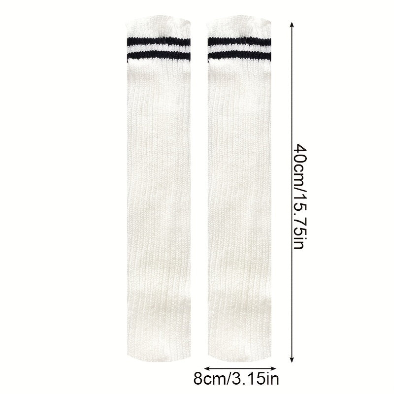 Striped Knitted Knee High Socks Women's Stockings