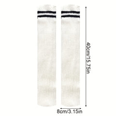 Striped Knitted Knee High Socks Women's Stockings