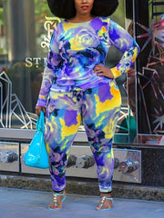 Women's Plus Floral Print Top & Leggings Set