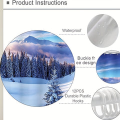 Snow Scenery Shower Curtain Water Resistant with Hooks Bathroom Accessories
