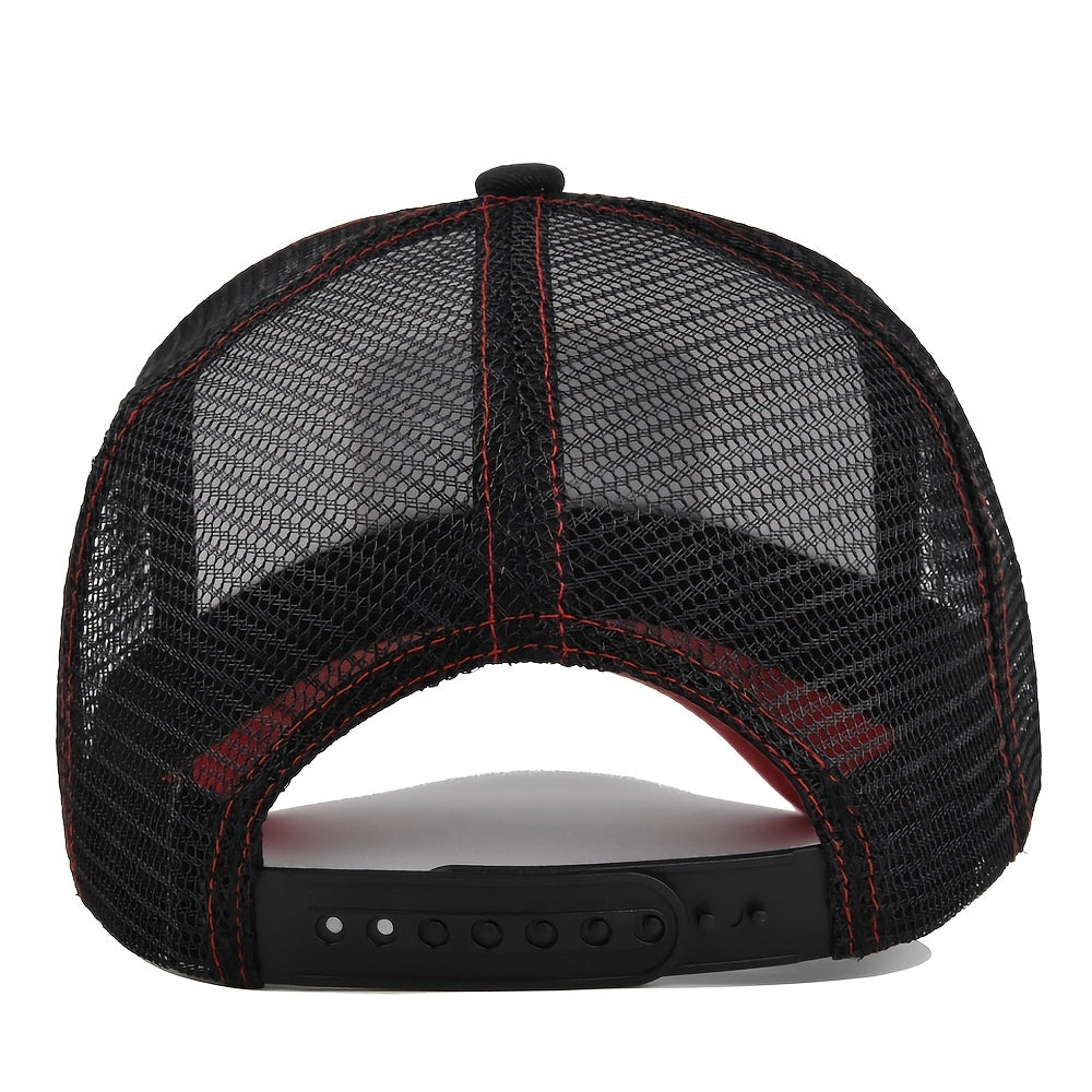 Breathable Fish Bone Embroidered Trucker Cap