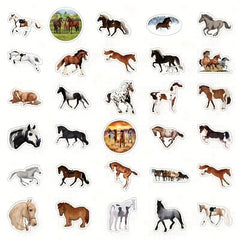 50pcs Horse Realistic Stickers for Water Bottle Laptop Luggage