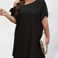  Casual Dress Women's Plus Plain Eyelet Embroidered Dress