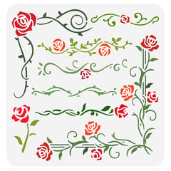 HandMaker PET Hollow Out Drawing Stencil June Rose 30x30cm
