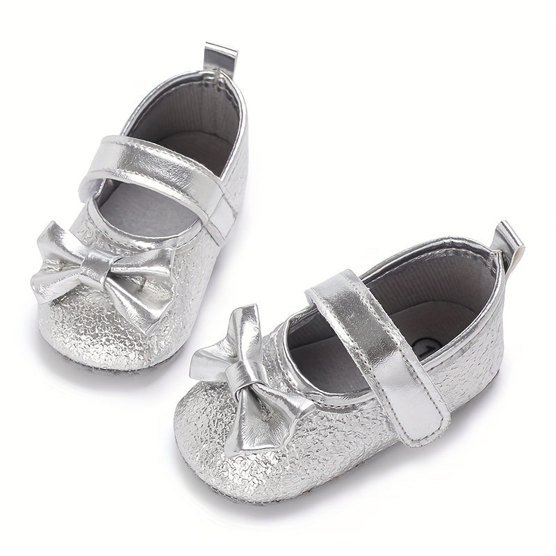 Baby Girls Bowknot Walking Shoes Non Slip Soft Flat Sole Shoes