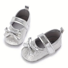 Baby Girls Bowknot Walking Shoes Non Slip Soft Flat Sole Shoes