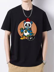 Angry Bear Pattern Print Men's Graphic Cotton Crew Neck Active T shirt