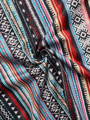  Striped Print Wide Leg Pants With Pockets