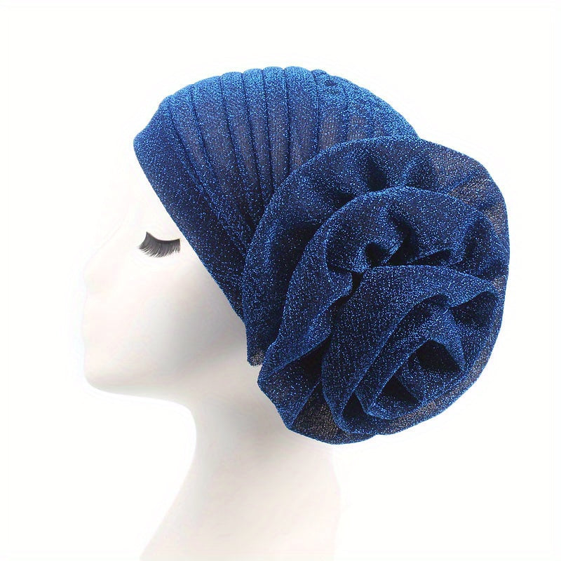 Glitter Turban Cap Head Wrap Solid Bandana Beanie Casual Hijab Head Scarves