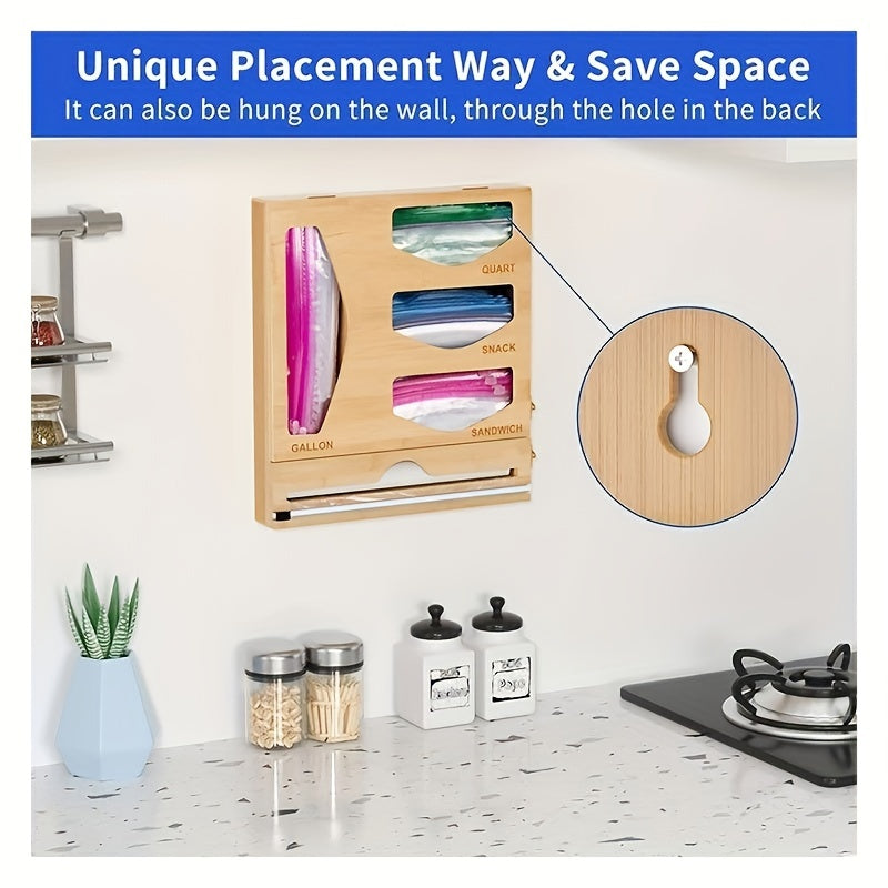 2 in 1 Plastic Wrap Dispenser with Cutter for Ziplock Bags and Foil