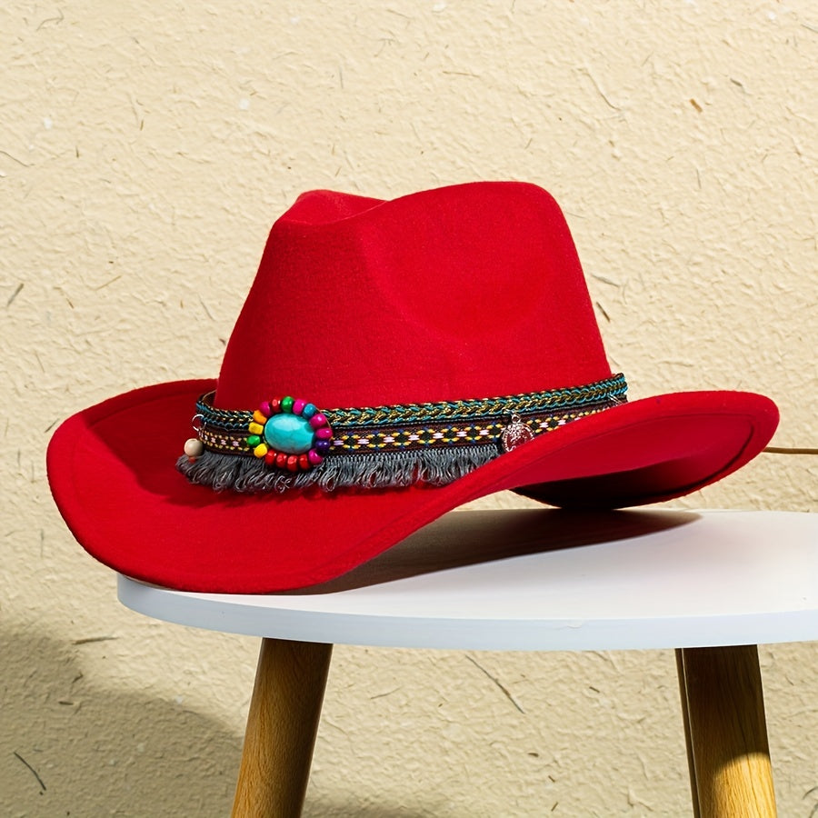 Jazz Hat With Upturned Tassels Edge Top Hat