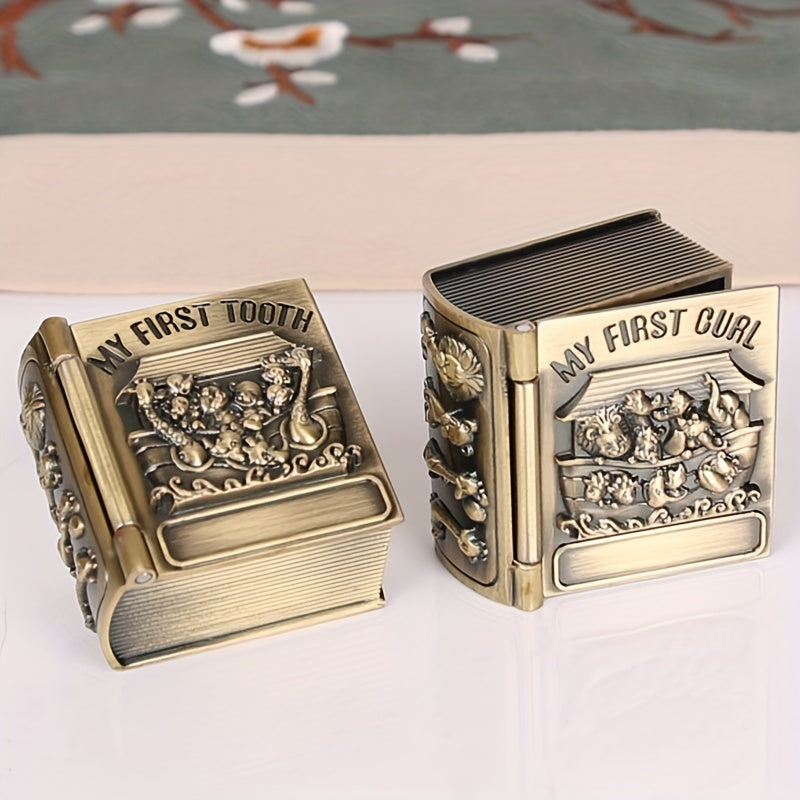 2pcs Golden Baby Teeth Collection Box Classic Children's Fetal Hair Storage