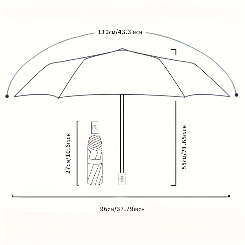 Tie Dye Three Fold Manual Folding Umbrella Rain Or Shine Dual use Umbrella