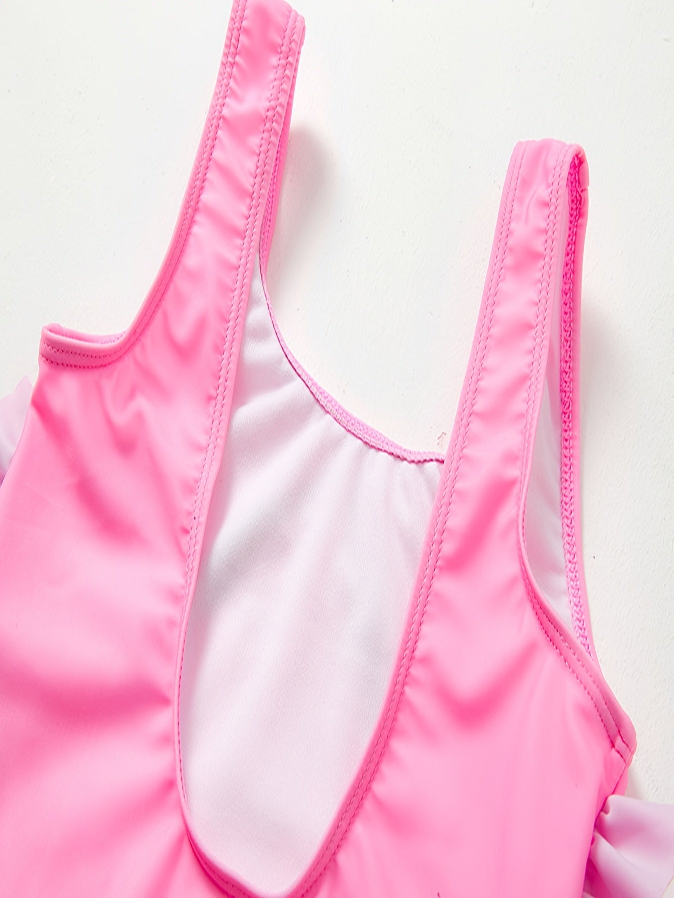 Girls Pink Unicorn One Piece Swimsuit Ruffles Patchwork Beach Bathing Suit