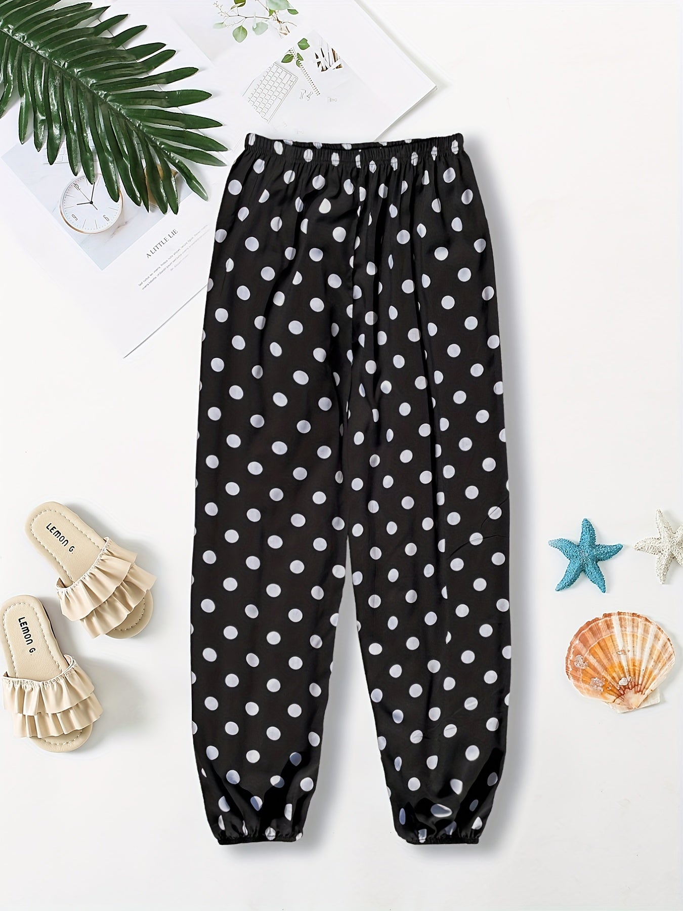 Polka Dot Print Jogger Pants Casual Every Pants Women's Clothing