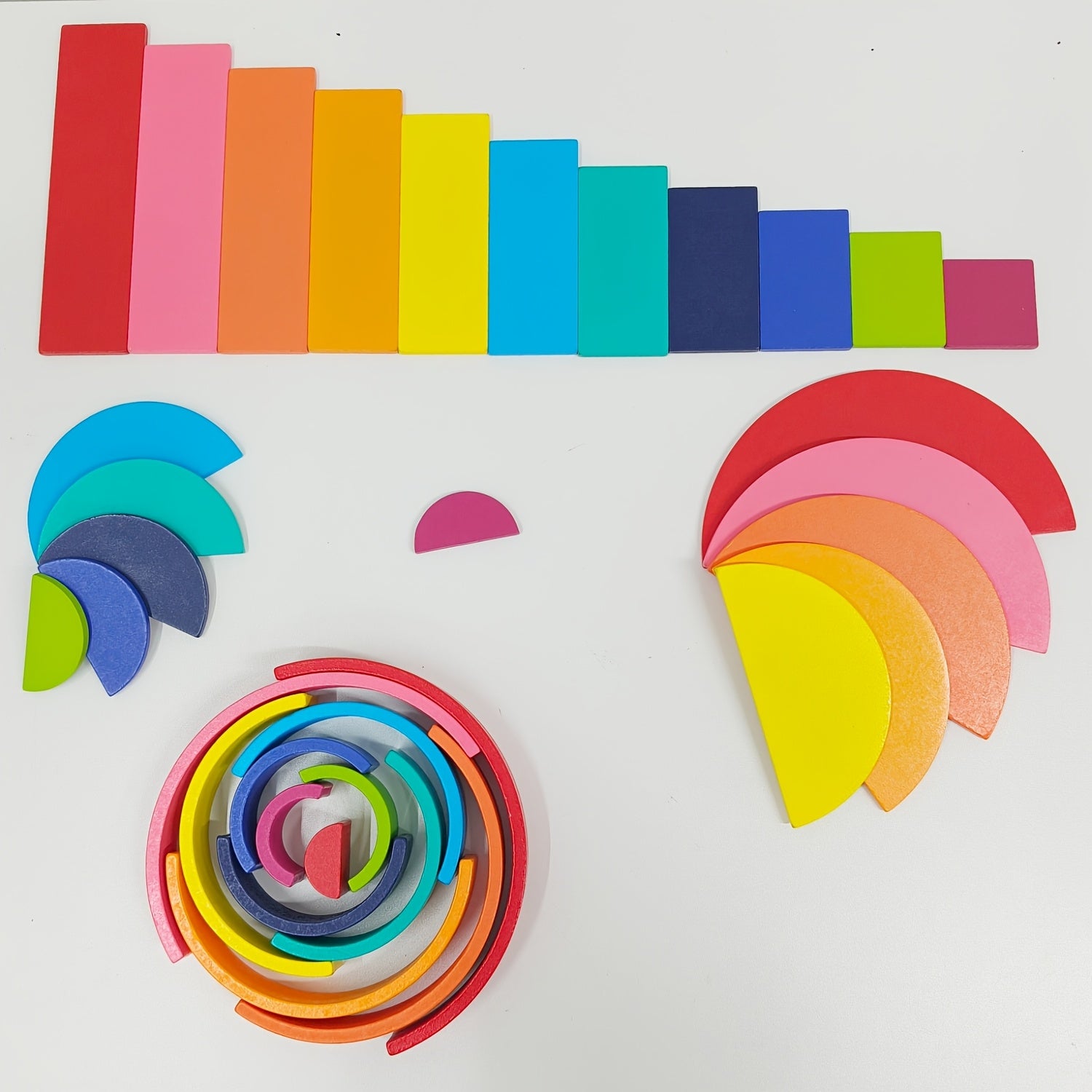 Rainbow Building Block Toy for Kids, Interactive Sensory Play Set