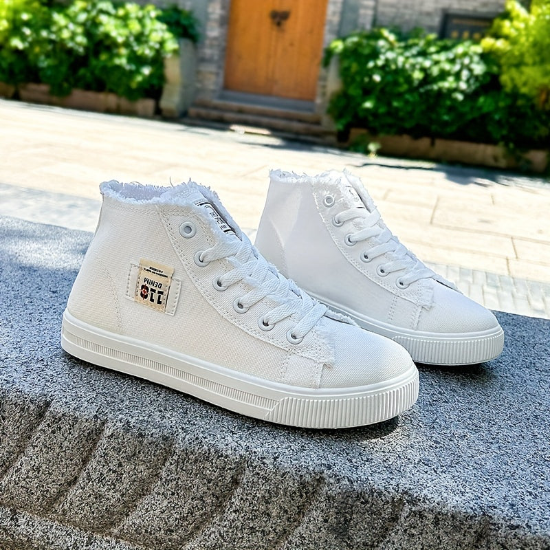 Women's High Top Board Shoes with Letter Patches