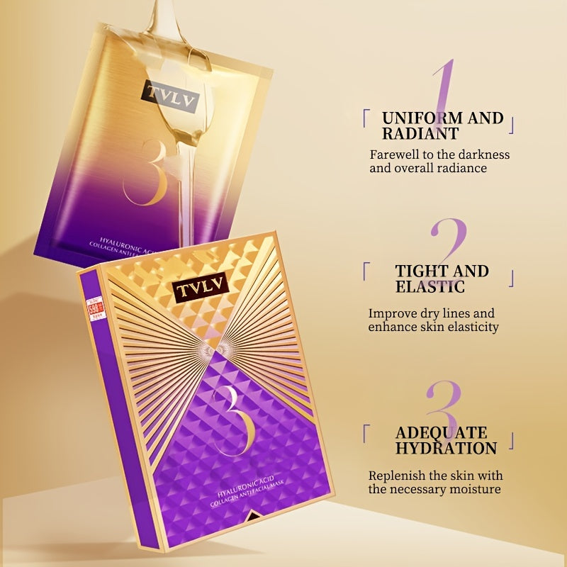 Hyaluronic Acid Collagen Mask 15pcs Moisturizing Even Skin Tone Smooth Wrinkles