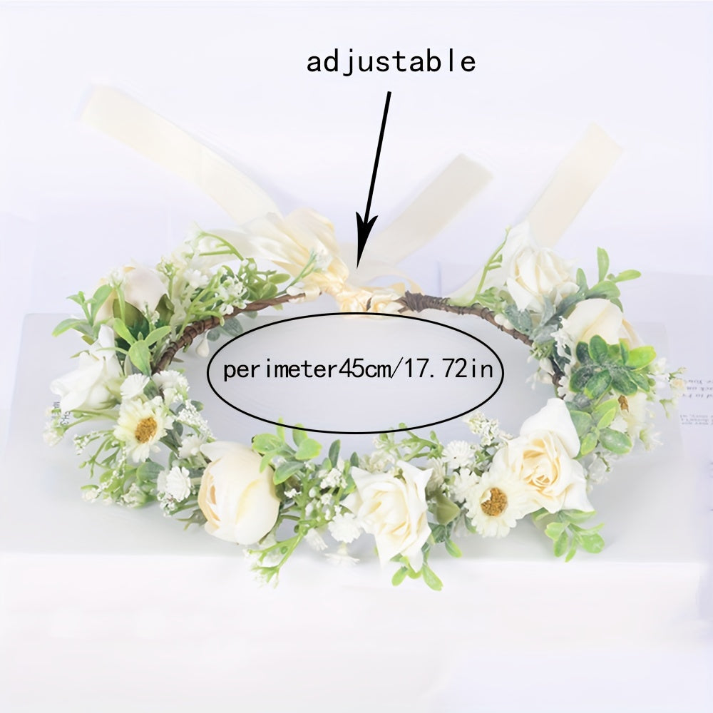 Flower Rattan Garland Headdress Wedding Bridal Wreath Hair Accessories