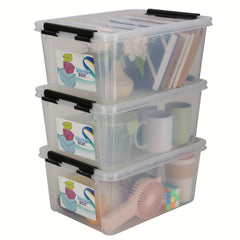 3pcs Storage Baskets with Locking Lid Large Handles for Clothes Blankets Toys
