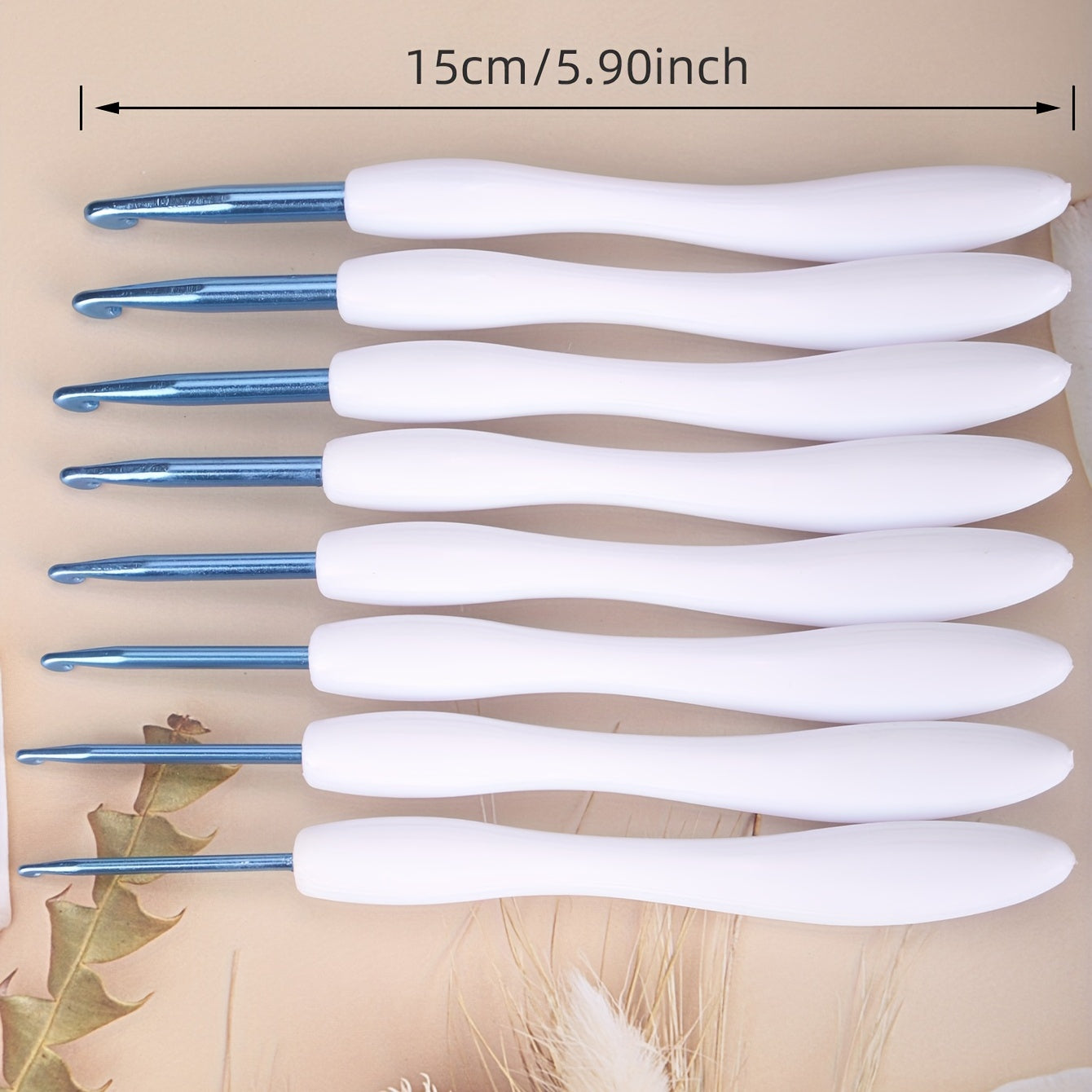 Set Of 8 Plastic Handle Aluminum Crochet Set Ergonomic Knitting Needle