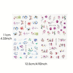 Watercolor Flower Nail Stickers Abstract Leaf Tattoo Decals