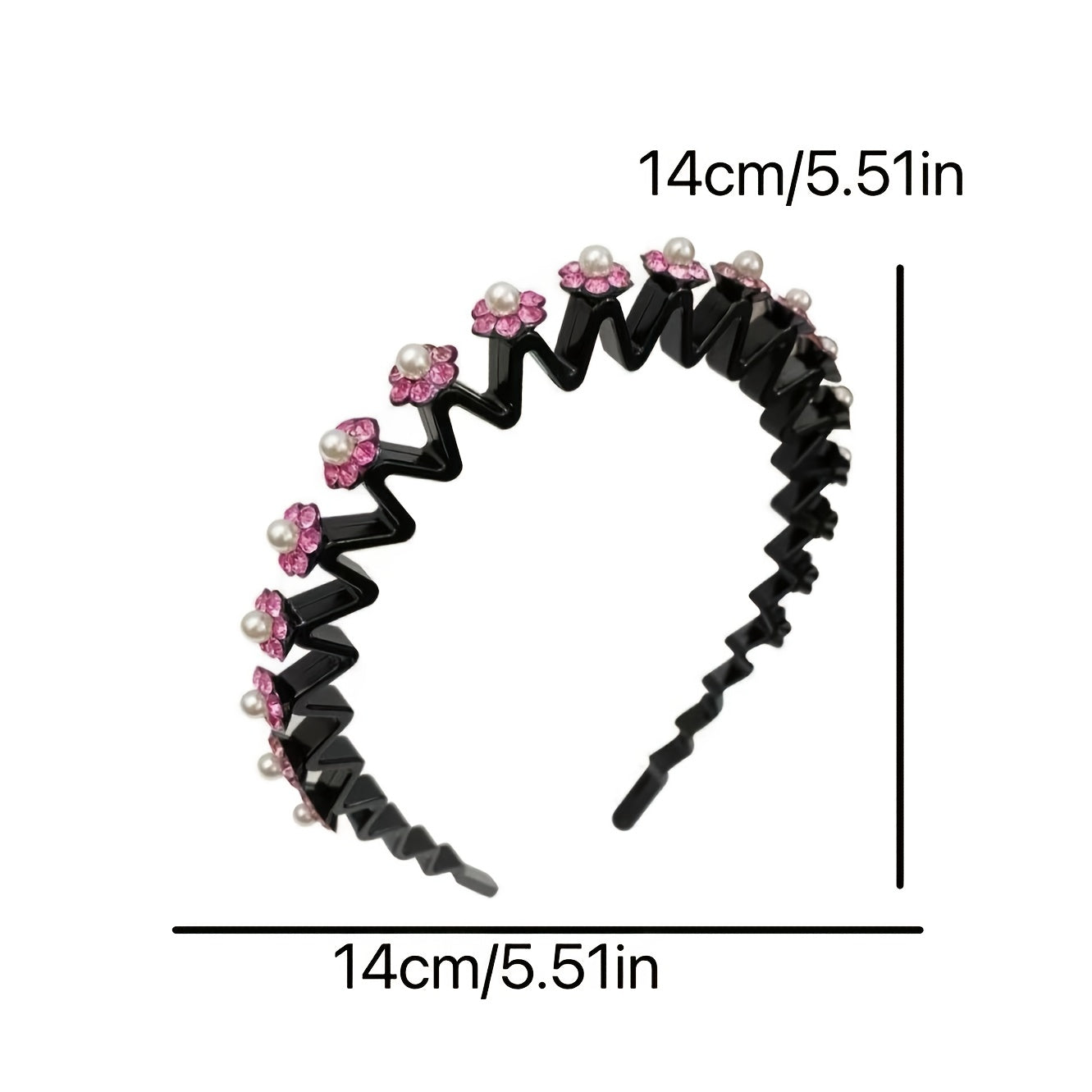 Rhinestone Headband Wavy Hair Band Nonslip Headdress Women Girls Hair Accessorie