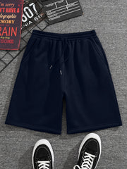 Men's Pleated Drawstring Shorts Solid Casual Stretch Waist for Summer