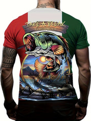 Fish 3d Print Men's Short Sleeve Comfy T shirt Graphic Tee Men's Summer Clothes